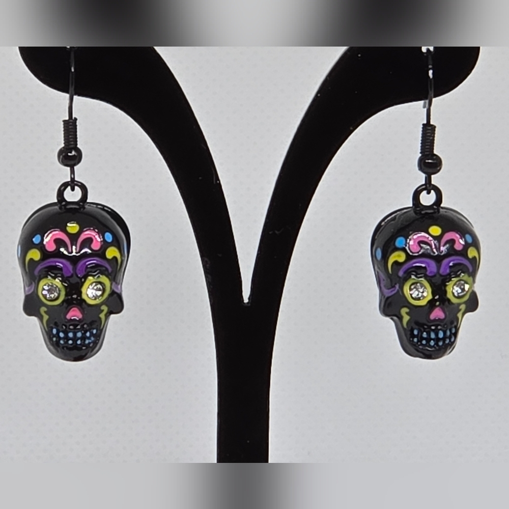 Sugar skull earrings - black